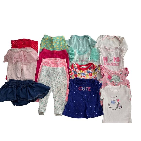 Baby Girl Clothing Bundle 0-3M Mixed Brands & Styles Dresses Tops Bottoms Romper - Picture 1 of 16